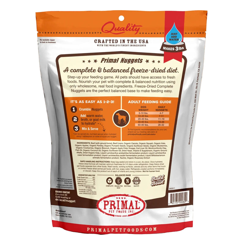 Primal Pet Foods Freeze Dried Dog Food Beef