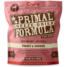 Primal Pet Foods Freeze Dried Dog Food Turkey Sardine